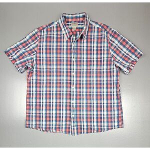 LL Bean Button Up Shirt Mens XL. Slightly Fitted Orangic‎ Cotton Gingham Shirt.